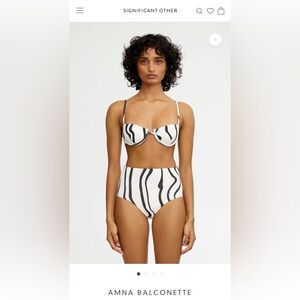 Significant Other Amna Balconette Black and White Swim Top - Size Small